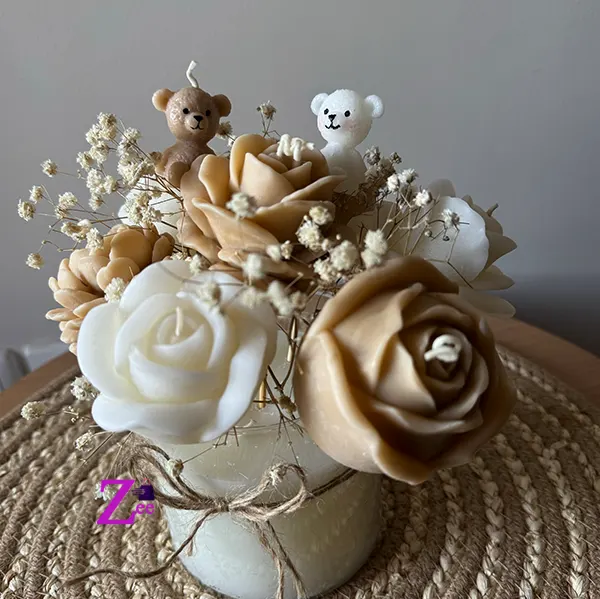 شمع دست ساز دسته گل رز