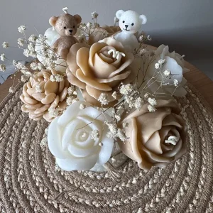 شمع دست ساز دسته گل رز